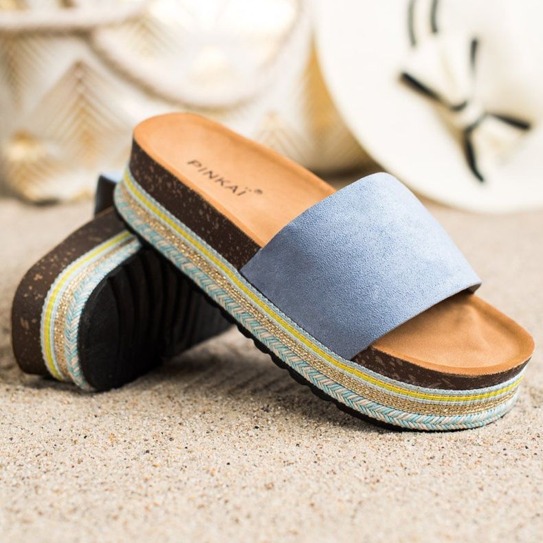 SHELOVET Udobne papuče od antilopa plava 1