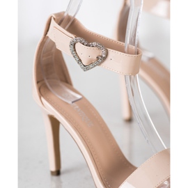 Diamantique Sandale na visoku petu s ukrasom bež 1