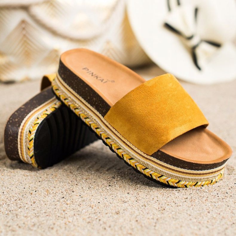 SHELOVET Udobne papuče od antilopa žuta boja 1