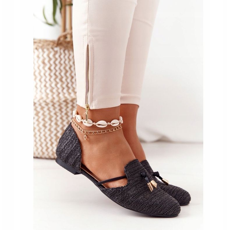 Balerine u špicu s pletenom linijom Lu Boo Crna 2