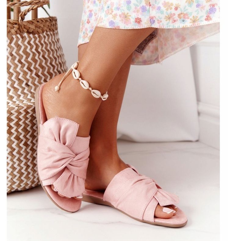 PE1 Papuče od antilopa sa vezanom ružičastom Emilijom ružičasta 2