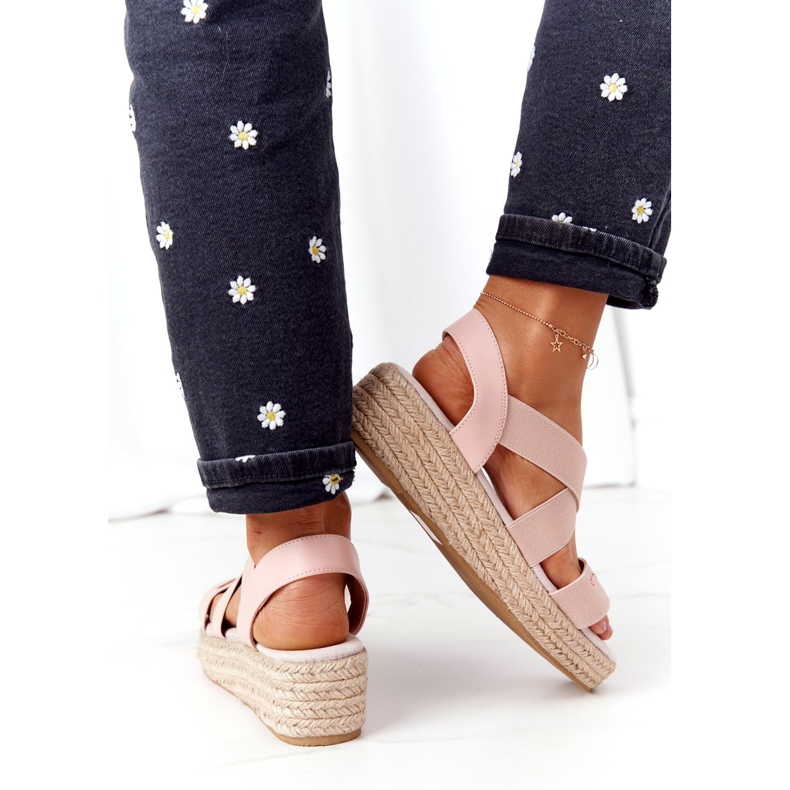 Sandale na klin s rebrastim reljefom Big Star HH274413 Ružičasta 3