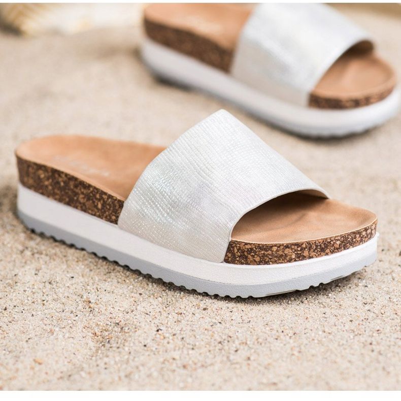 Kayla Papuče na platformi srebro 1