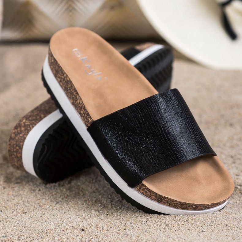 Kayla Papuče na platformi crno 1