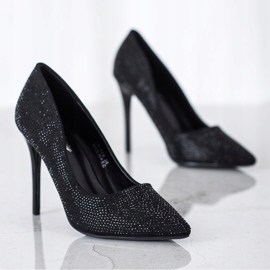 SHELOVET Crne štikle sa kristalima crno 1