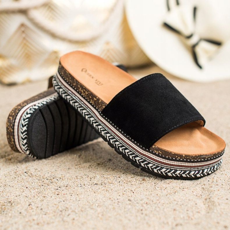 Queen Vivi Crne papuče na platformi crna 1