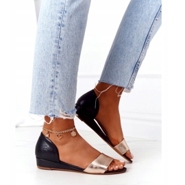 Kožne sandale Maciejka 1971-46 Crna i zlatna crno 3