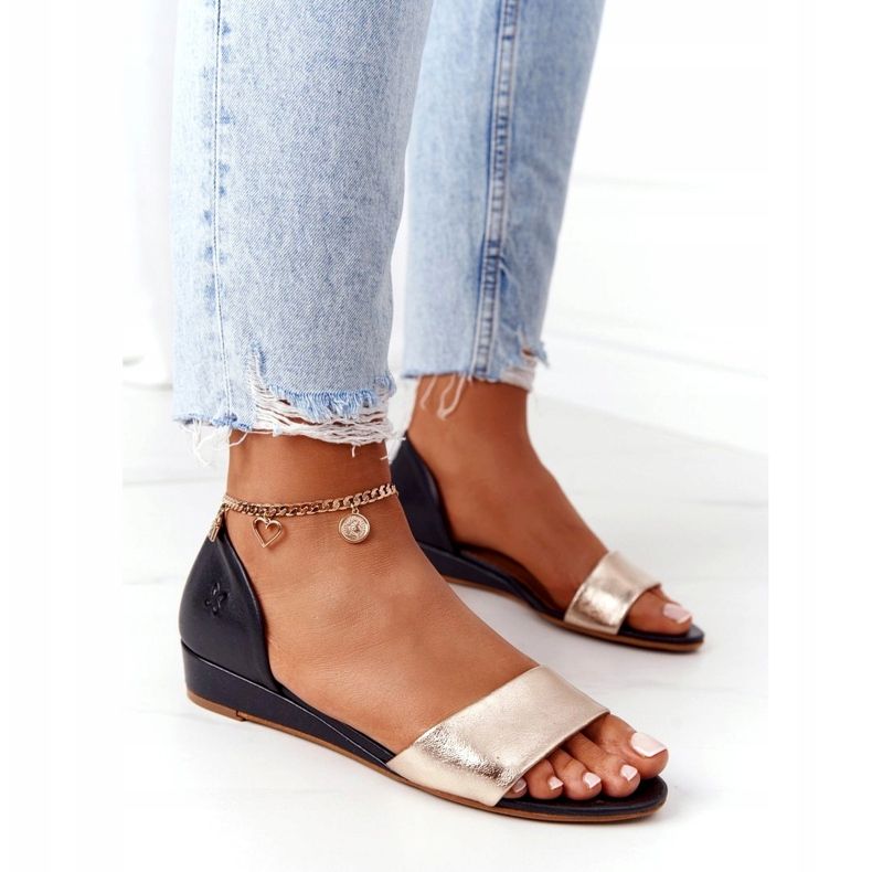 Kožne sandale Maciejka 1971-46 Crna i zlatna zlatni 4