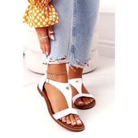 Ženske kožne sandale Nicole 2648 bijela metalik 1