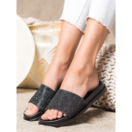 SHELOVET Crne sjajne papuče crno 2