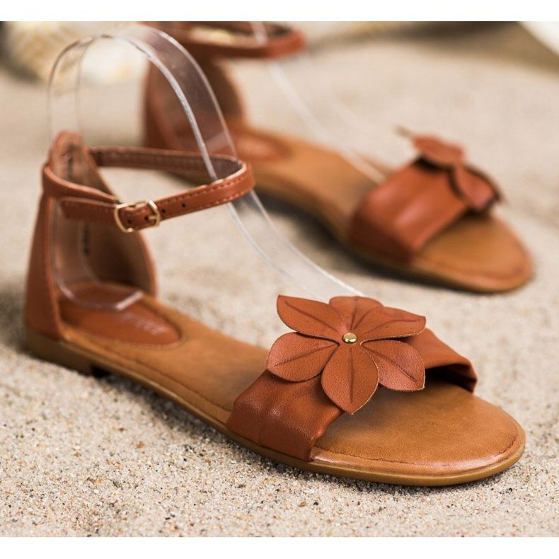 Diamantique Smeđe sandale s cvijetom smeđa 1