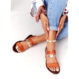 Ženske ravne sandale, smeđe i zlatne Doris smeđa zlatna 5