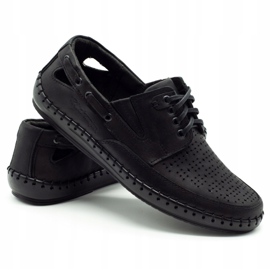 Polbut Crne muške otvorene mokasin cipele J69L crno 1