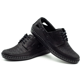 Polbut Crne muške otvorene mokasin cipele J69L crna 3