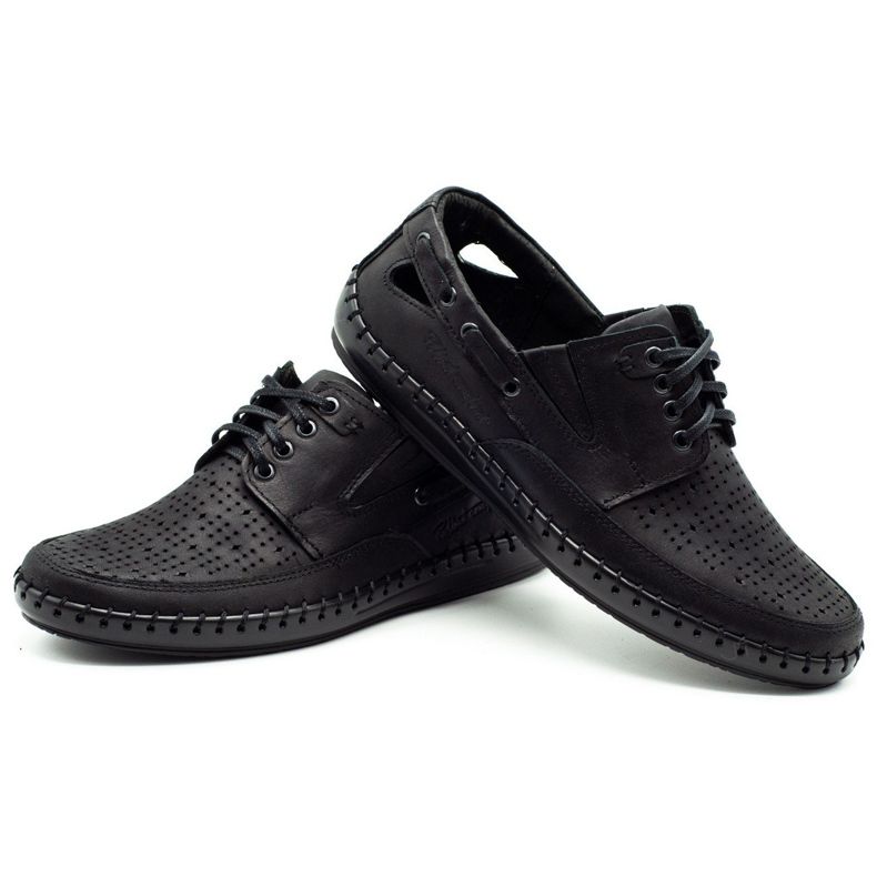 Polbut Crne muške otvorene mokasin cipele J69L crna 3