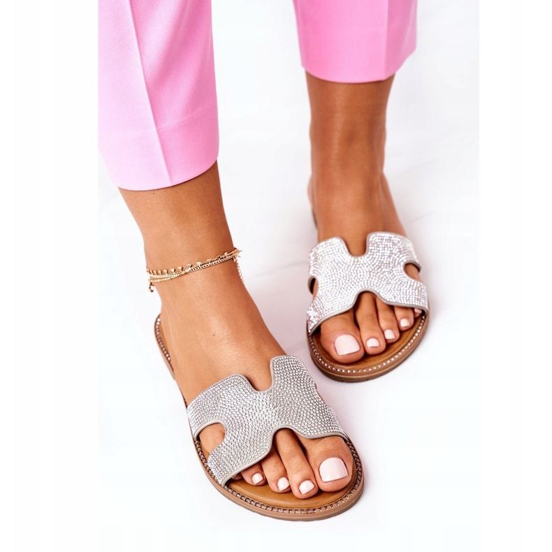 PE1 Kožne papuče s kubnim cirkonijevim srebrom Modena 1