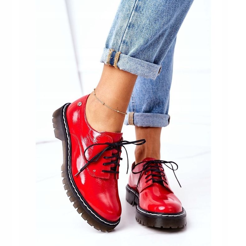 Ženske cipele Oxfords Maciejka 04087-08 Kožne cipele crvene crvena 1