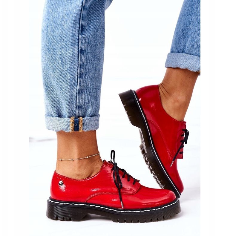 Ženske cipele Oxfords Maciejka 04087-08 Kožne cipele crvene crvena 2