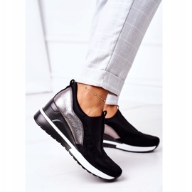 Vinceza 10593 Crno-srebrne tenisice na klin na klizanje crna srebro 1