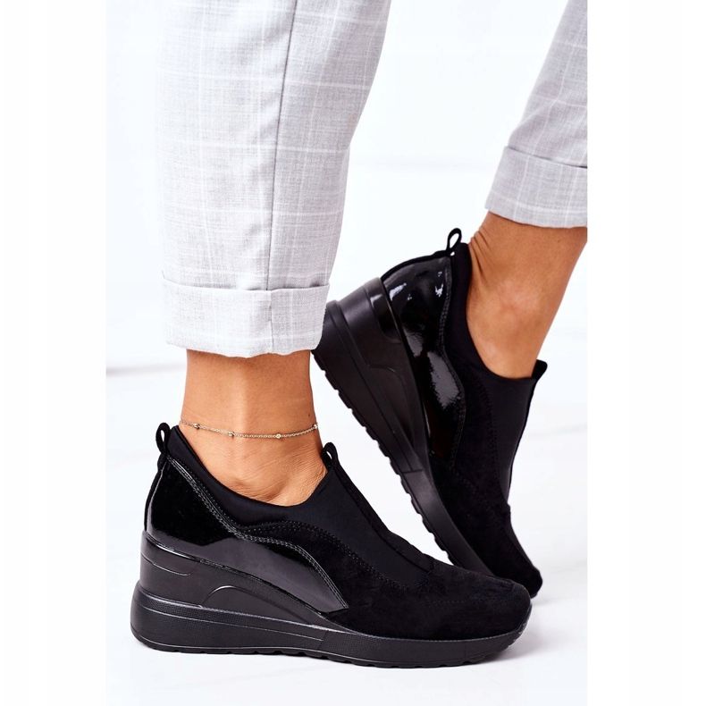 Vinceza 10593 Crne tenisice na klin crna 2