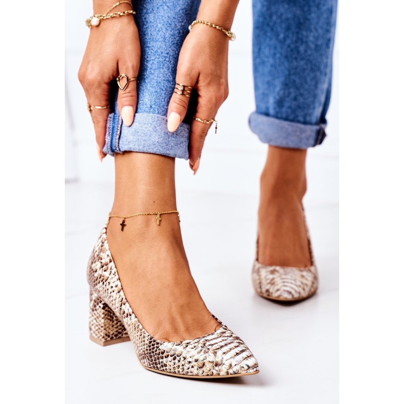 Lewski Shoes Kožne pumpe sa uzorkom od zmijske kože Lewski cipele 2801 zlatne zlatni 2