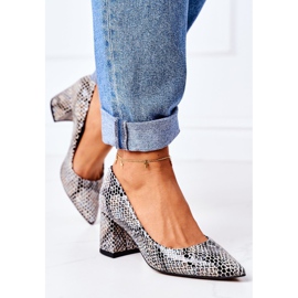 Lewski Shoes Kožne pumpe sa životinjskim uzorkom Lewski cipele 2801 Crno-plava crna 2