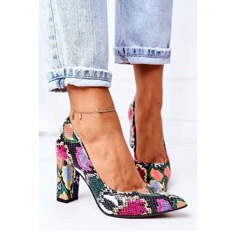 Lewski Shoes Kožne pumpe sa uzorkom zmijske kože Lewski cipele 2453 Šarene raznobojna 1