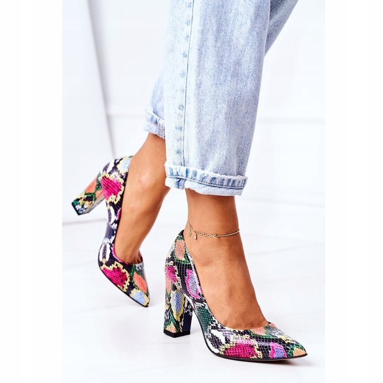 Lewski Shoes Kožne pumpe sa uzorkom zmijske kože Lewski cipele 2453 Šarene višebojan 2