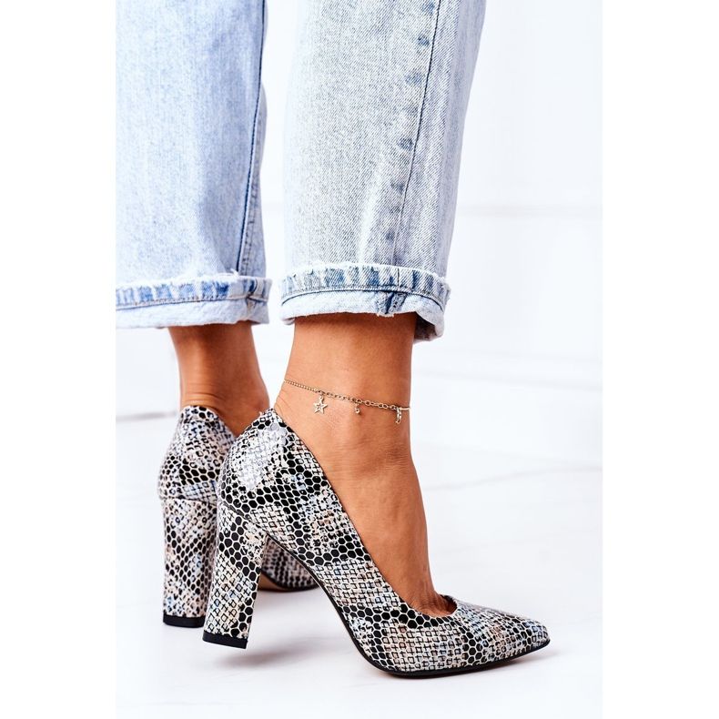 Lewski Shoes Kožne pumpe sa uzorkom životinja Lewski cipele 2453 Crno-plava 1