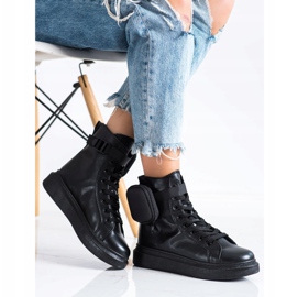 SHELOVET Cipele na vezanje s džepom crno 1