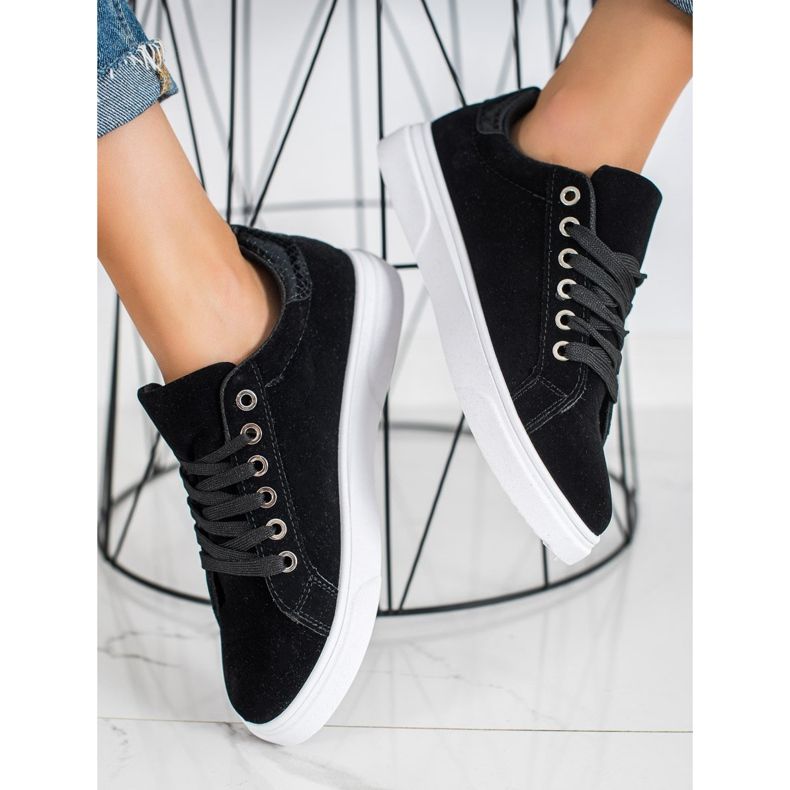 SHELOVET Tenisice od antilopa crna 1