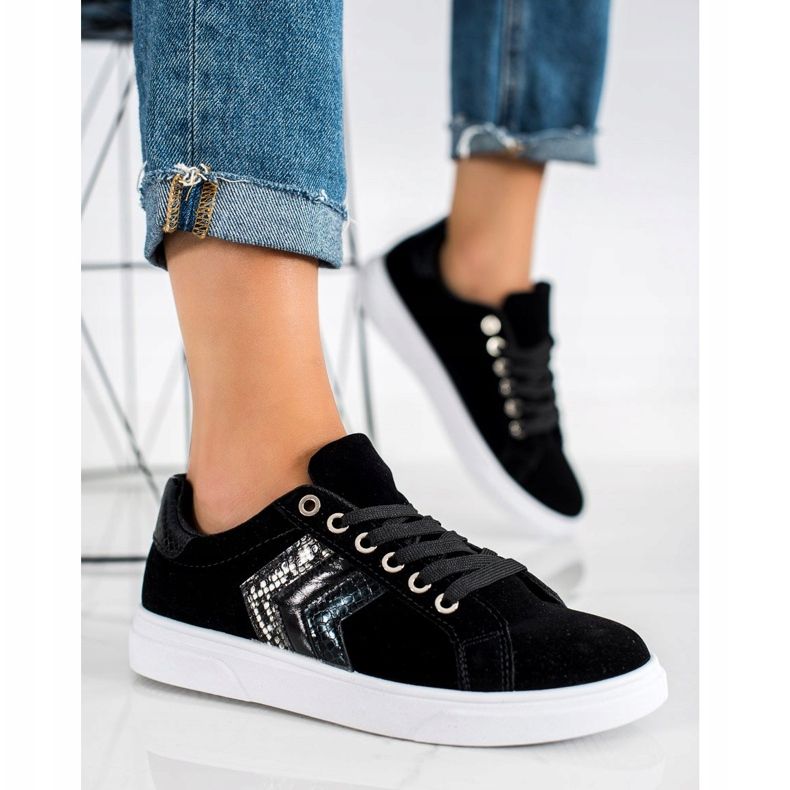 SHELOVET Tenisice od antilopa crno 2