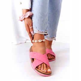 Kožne profilne papuče Big Star HH274597 Fuchsia ružičasta 2