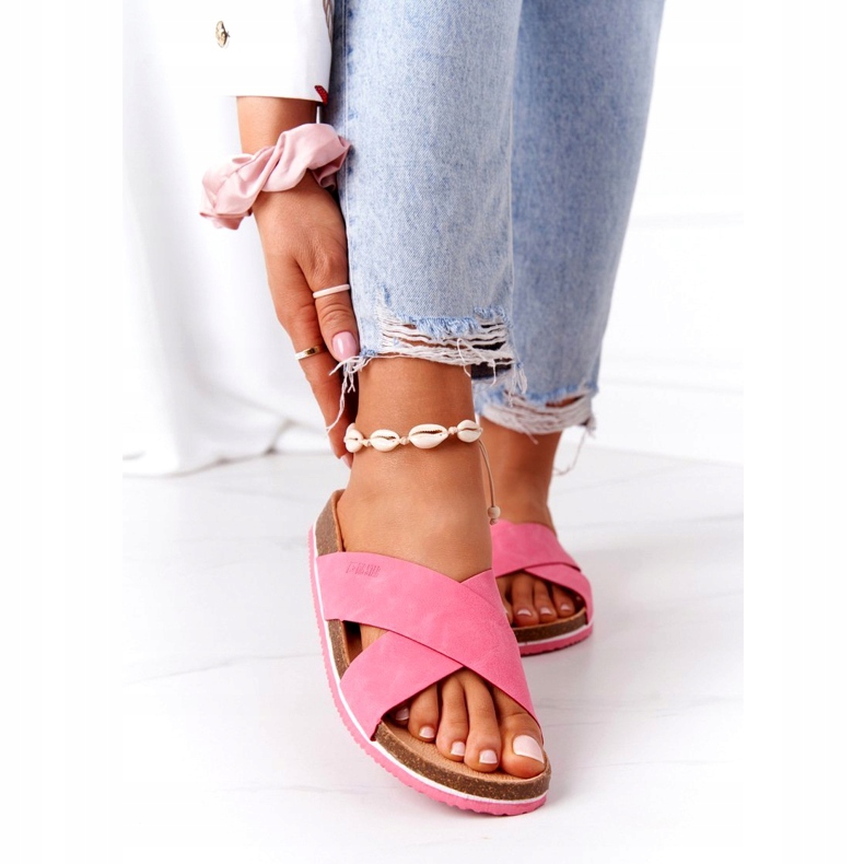 Kožne profilne papuče Big Star HH274597 Fuchsia ružičasta 2