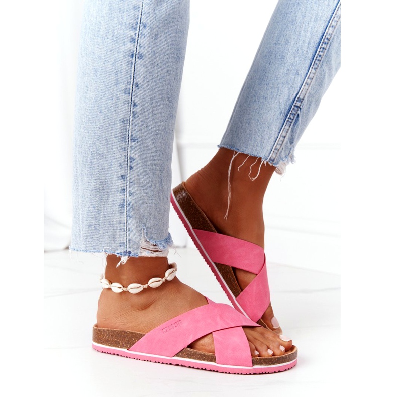 Kožne profilne papuče Big Star HH274597 Fuchsia ružičasta 3