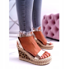 Ženske sandale Lu Boo na lanu s lanom zlatni širan 4