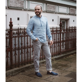 Polbut Muške kožne cipele 09 za ljeto Navy blue with brown smeđa mornarsko plava 1