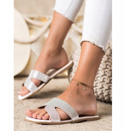 SHELOVET Papuče s kristalima bijela 2