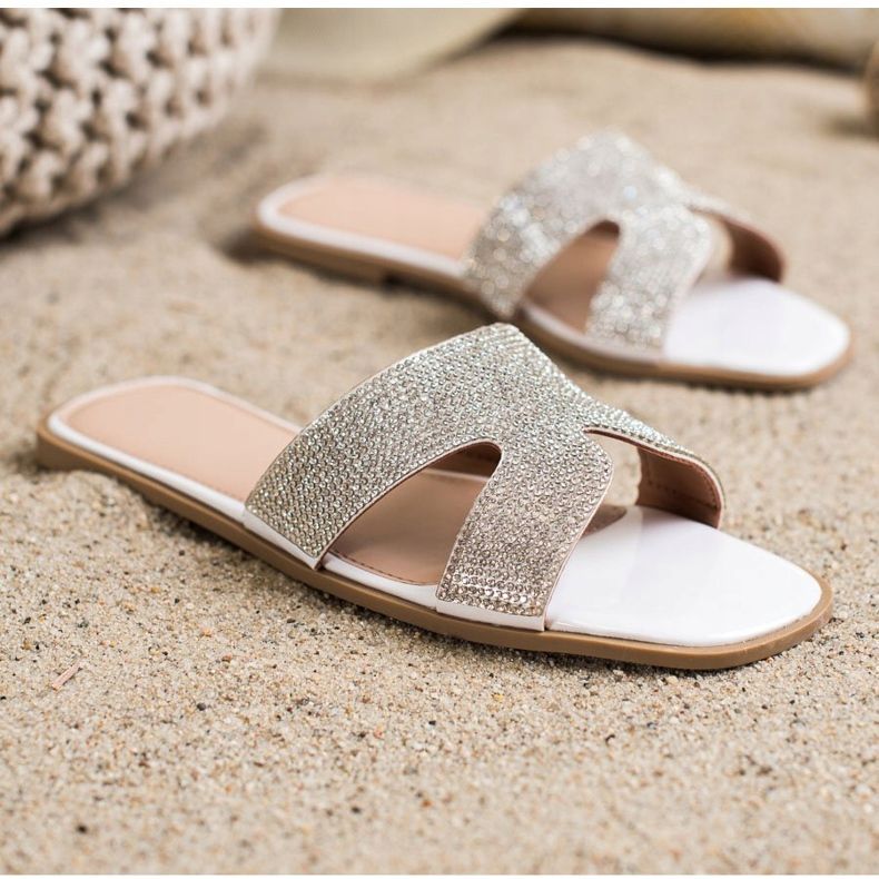 SHELOVET Papuče s kristalima bijela 1