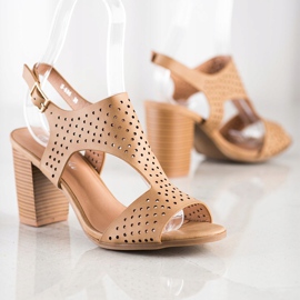 Renda Ažur sandale s eko kožom smeđa 1