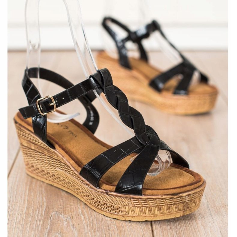 Queentina Eko kožne sandale crna 1