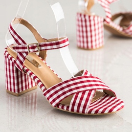 SHELOVET Modne karirane sandale crvena 1