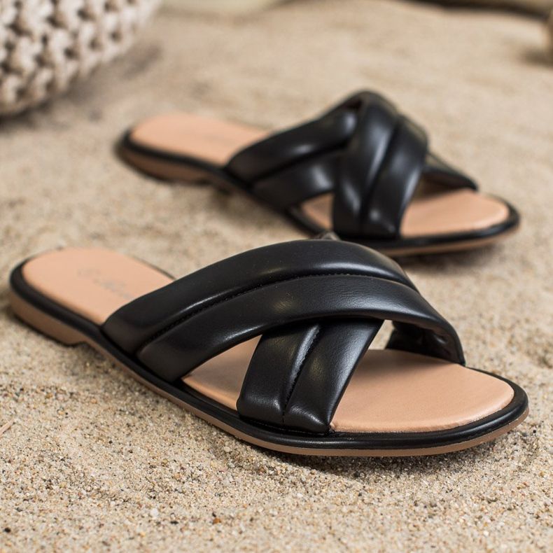 Renda Modne papuče od eko kože crno 2