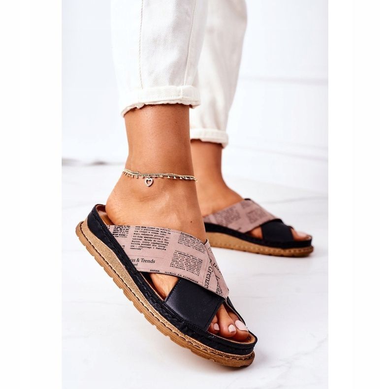 Maciejka 04986-01 Crno-smeđe profilisane kožne papuče smeđa crna 2