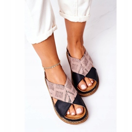 Maciejka 04986-01 Crno-smeđe profilisane kožne papuče smeđa 1