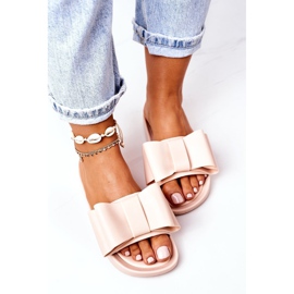 Bež travanjske gumene japanke s mašnom 1