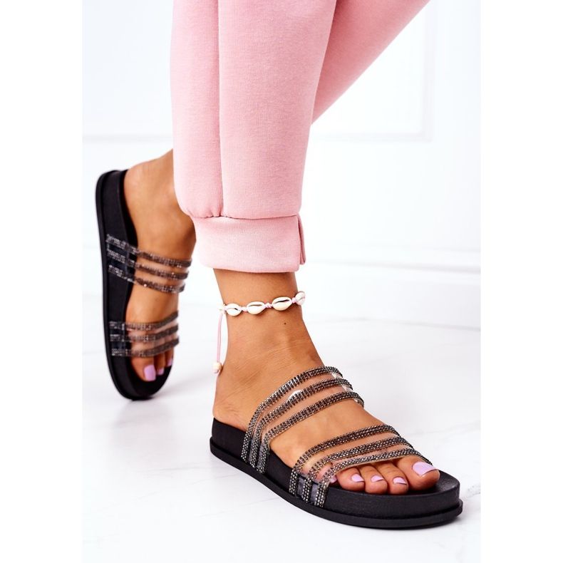 PS1 Crne gumene papuče s kubnim cirkonijem nedostaju vam crna 2