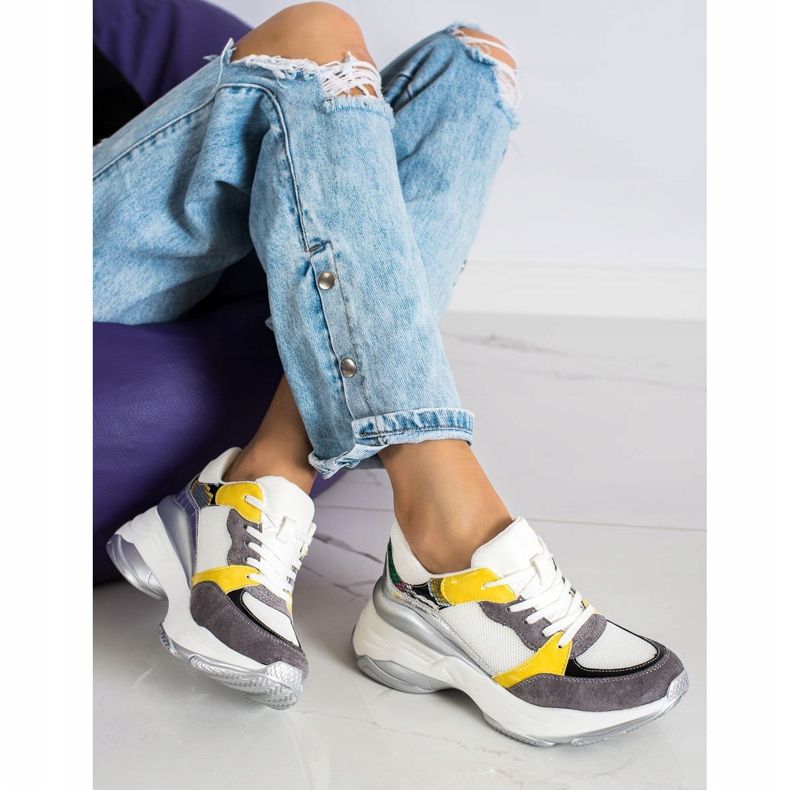 SHELOVET Elegantne bijele i sive tenisice bijela 1