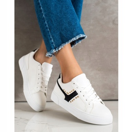 SHELOVET Vezane cipele s crnim umetkom bijela 2