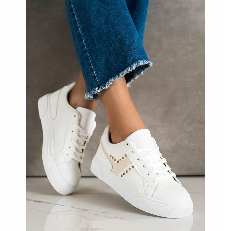 SHELOVET Vezane cipele s umetkom u bež boji bijela 2